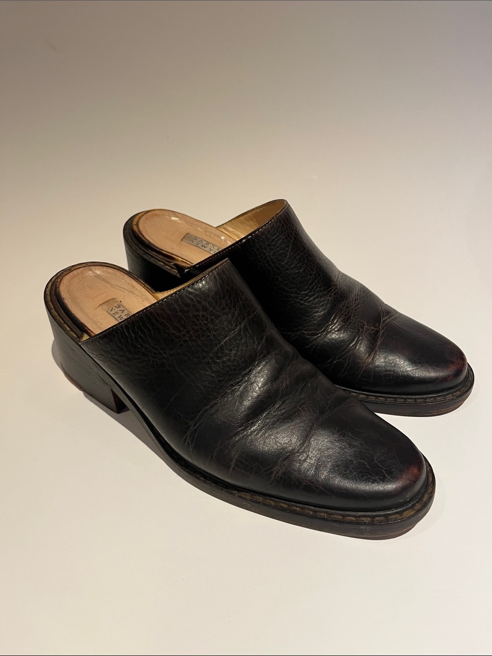 Barney’s Brown Leather Slip-On Mules